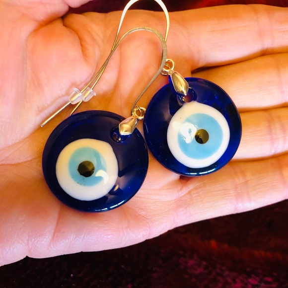 Beautiful Blown Glass 🧿 Evil Eye Earrings - Picture 4 of 5